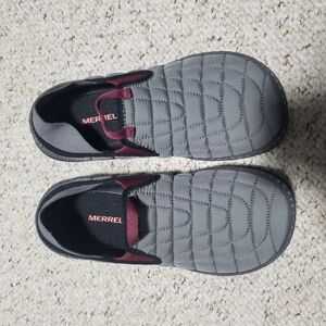 Merrell Gray and Red Quilted Slip-On Loafers